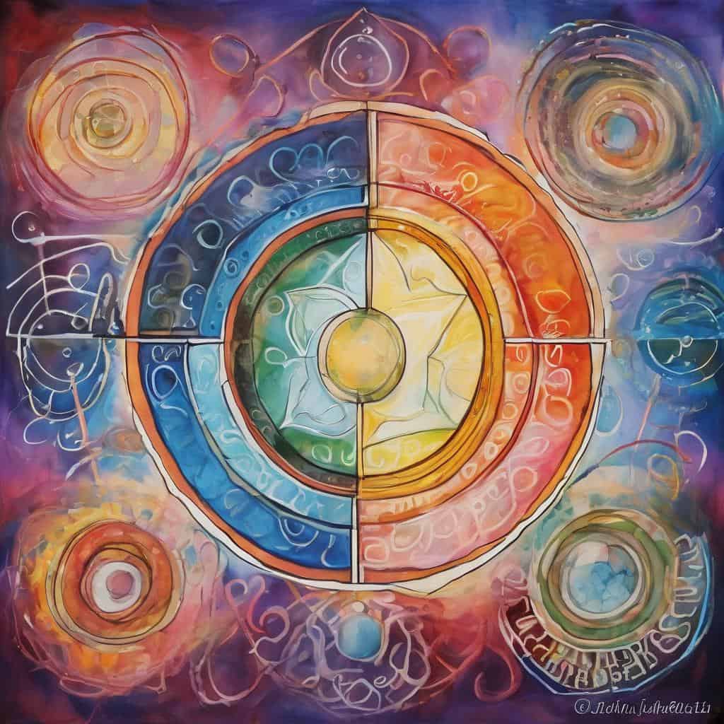 πολύχρωμο αφηρημένο κόσμος εικόνας, αισθητική χαράς και ευτυχίας, ιδανική για θετική ενέργεια και αυτοβελτίωση.